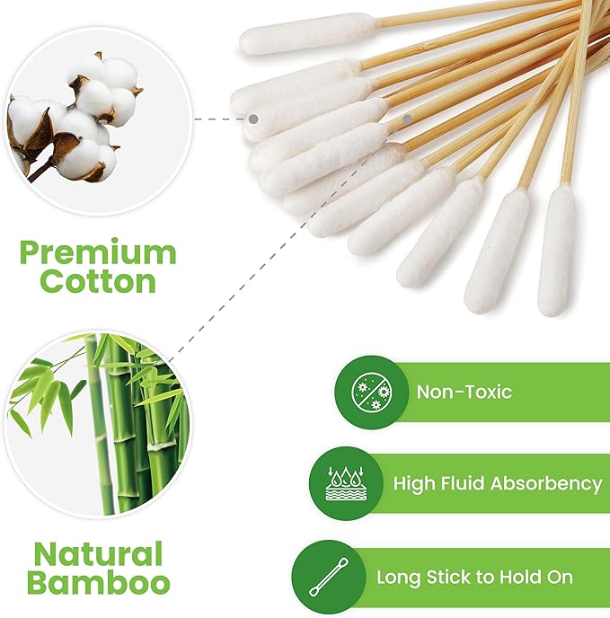 We Love Doodles Long Cotton Dog Ear Swabs | Double Sided Qtips for Dogs | Large Wooden Cleaner Balls Tool | Q Tips Swab to Flush Puppy Ears | Clean Wood Buds for Pet Ears | Wipes Solution Q-Tips