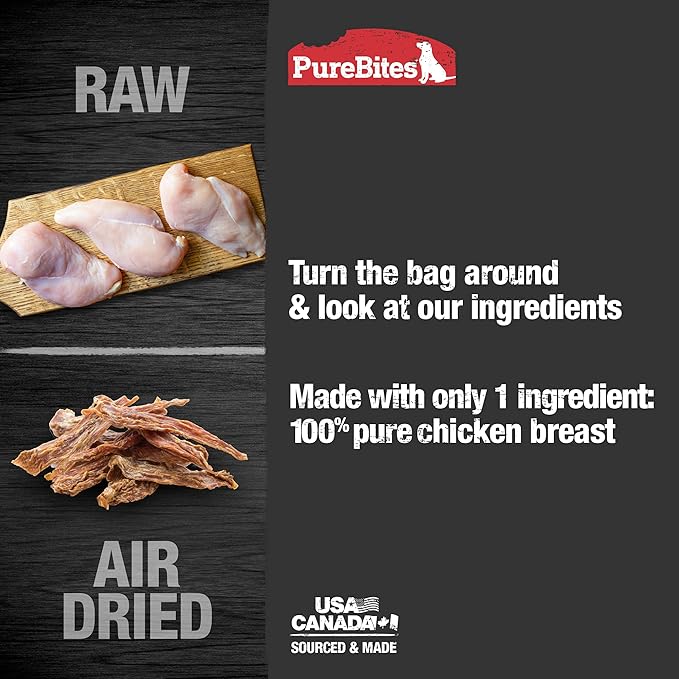 PureBites Chicken Jerky Dog Treats, 1 Ingredient, Made in Canada, 21.1oz