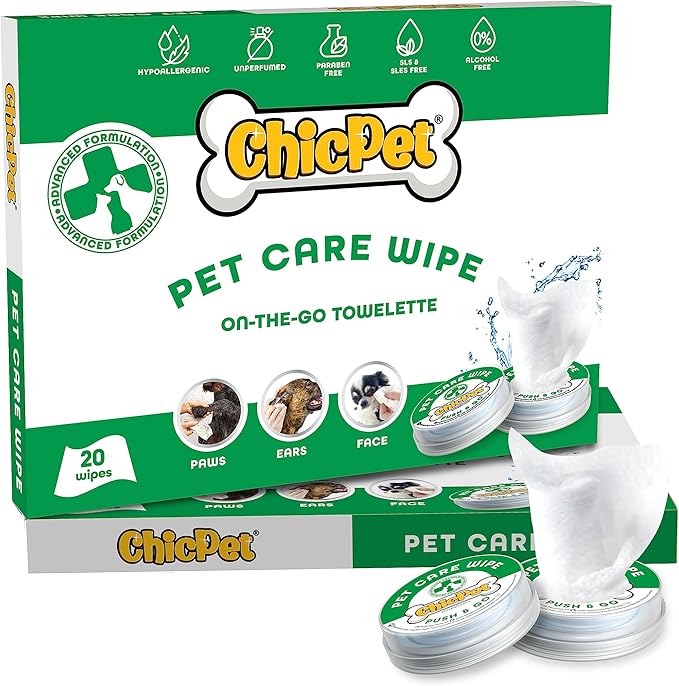 Paw Cleaners for Dogs, Push and User-Ready On-The-Go Pet Wipes, Unscented Dog Wipes, Hypoallergenic Grooming Wipes Cleaning for Easy Use for Paws, Body and Butt