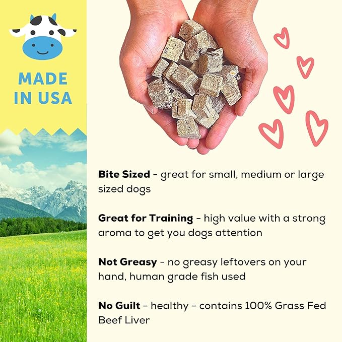 A Better Treat – Freeze Dried Beef Dog Treats, Grass Fed, Beef Liver Single Ingredient | Natural, Healthy, High Value | Gluten Free, Grain Free, High Protein, Diabetic Friendly | Made in The USA