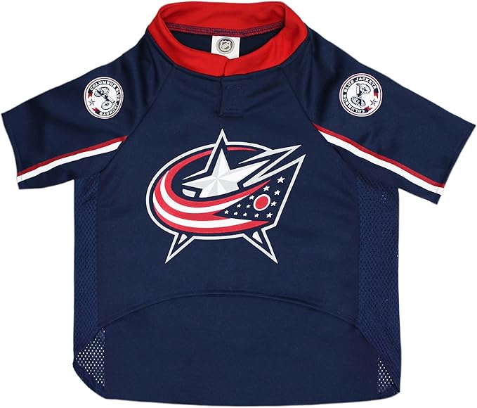 Pets First NHL Columbus Blue Jackets Jersey for Dogs & Cats, Large. - Let Your Pet Be A Real NHL Fan!