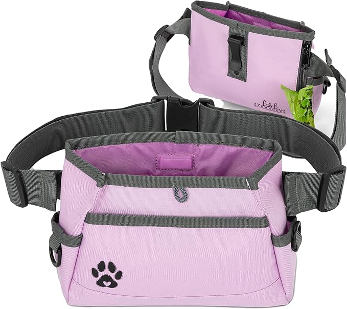 Dog Treat Pouches for Pet Training - Custom Design - Dog Treat Bag for Dog Training & Behavior Aids - Fanny Pack for Dog Walking Bag - Puppy Training Treat Pouch & Snacks Bag Pouch (Light Purple)
