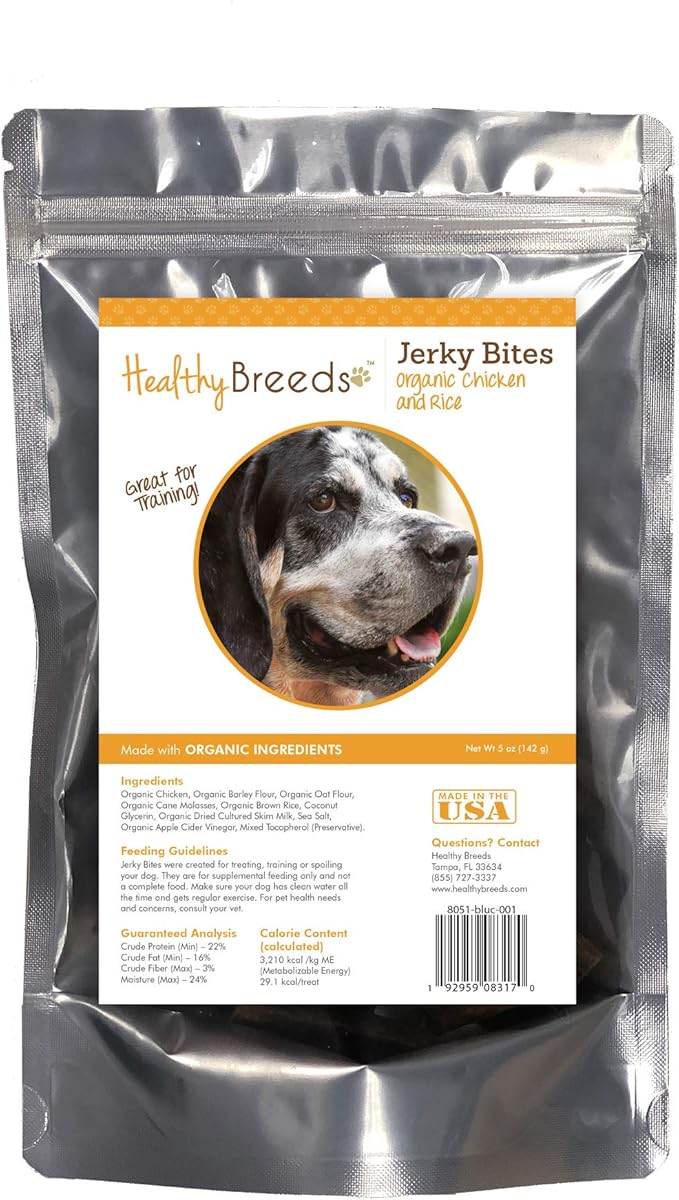 Healthy Breeds Bluetick Coonhound Jerky Bites Chicken & Rice Recipe Dog Treats 5 oz