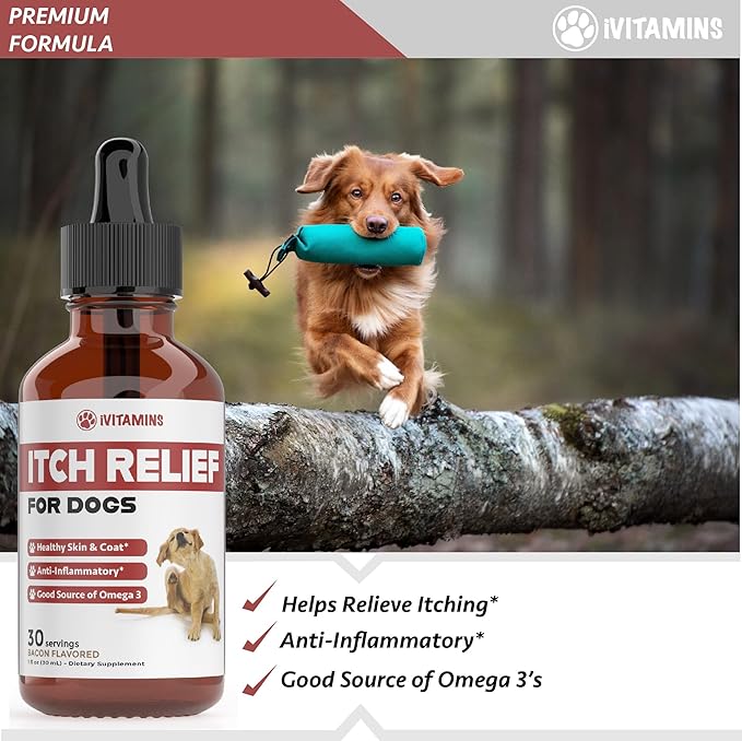 Itch Relief for Dogs | Dog Itch Relief | Helps to Naturally Relieve Itching, Allergies, & More by Improving the Skin & Coat Health | Allergy Relief for Dogs Itching | Dog Itching Skin Relief | 1 fl oz