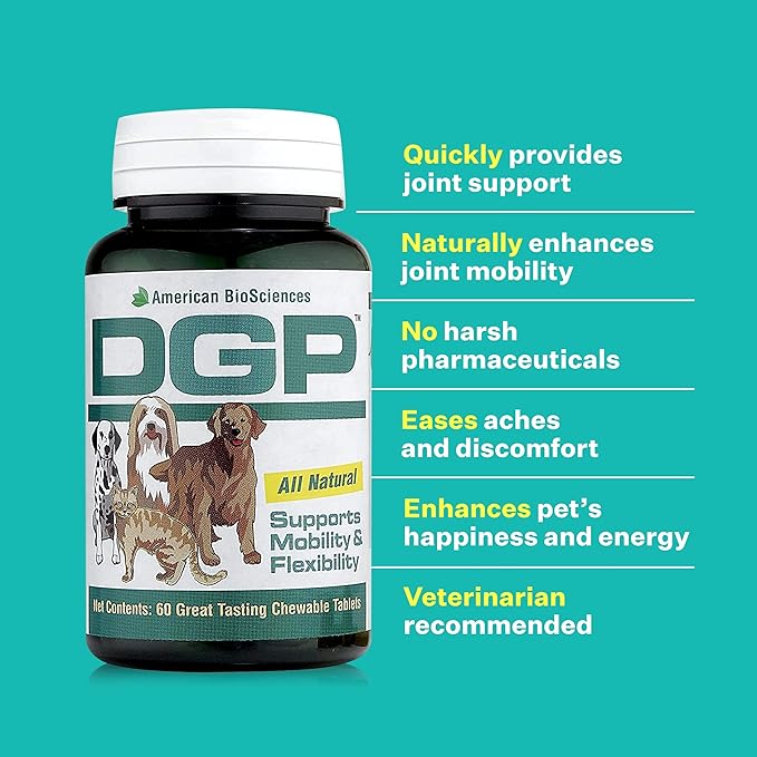 DGP 2-Pack, All-Natural Joint Supplement for Dogs - Joint Support with Turmeric, Boswellia Extract & More - Quick Effect for Immediate Mobility Support - 60 Chewable Pet Tablets