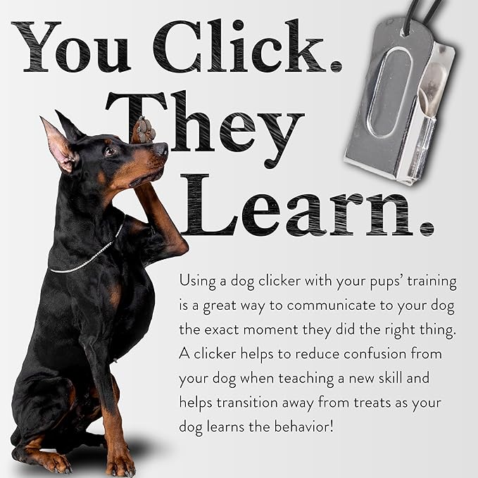 3-Pack Dog Clicker (Silver, Gold, Black) - Clickers for Pet Training – Easy-to-Carry Dog Training & Behavior Aids - Teach Your Dog Tricks or Reward His Behavior