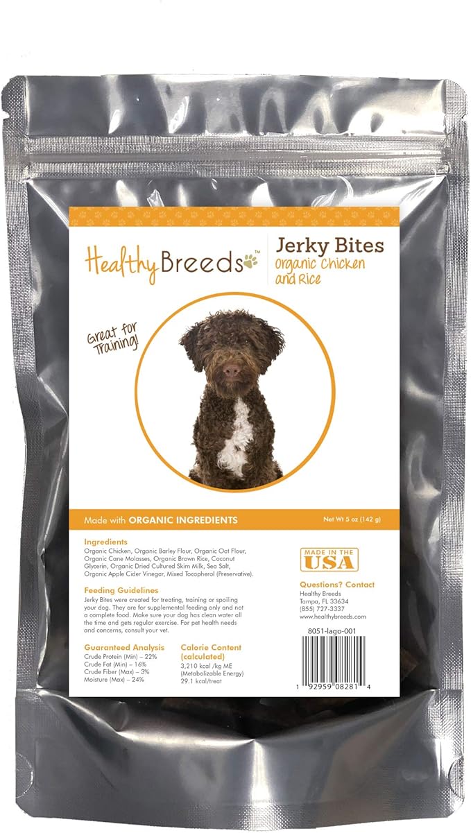 Healthy Breeds Lagotti Romagnoli Jerky Bites Chicken & Rice Recipe Dog Treats 5 oz
