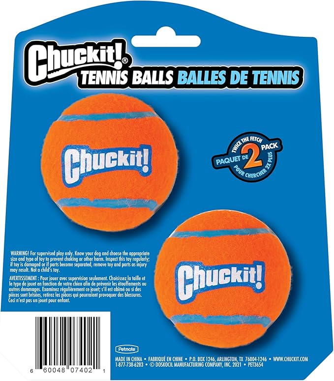 Chuckit Dog Tennis Ball Dog Toy, Medium (2.5 Inch Diameter) for dogs 20-60 lbs, Pack of 4