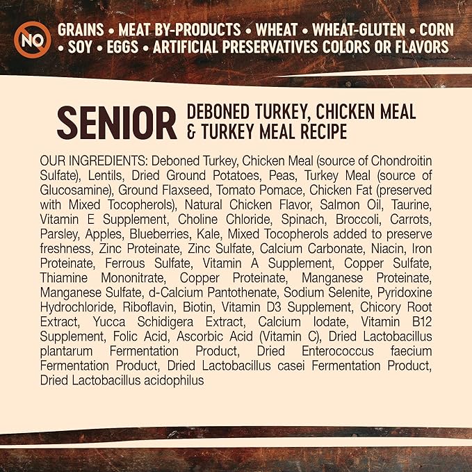 Wellness CORE Grain-Free Senior Dry Dog Food, Made in USA with Natural Ingredients, No Meat by-Product, Fillers, Artificial Flavors, or Preservatives (12-Pound Bag, Turkey)