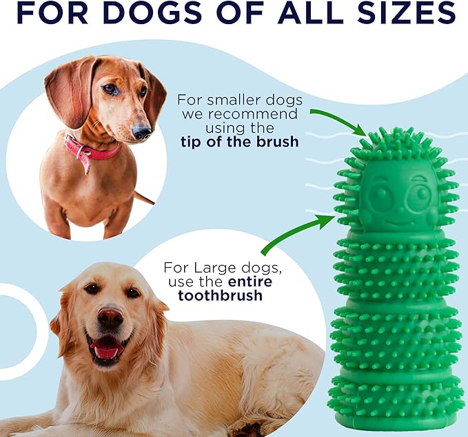 Dog Finger Toothbrush - Promotes Healthy Teeth and Gums - 360 Bristles for Dog and Puppy Teeth - Bite Resistant, One Size Fits Most - BPA Free Dog Teeth Cleaning - Manufactured in USA