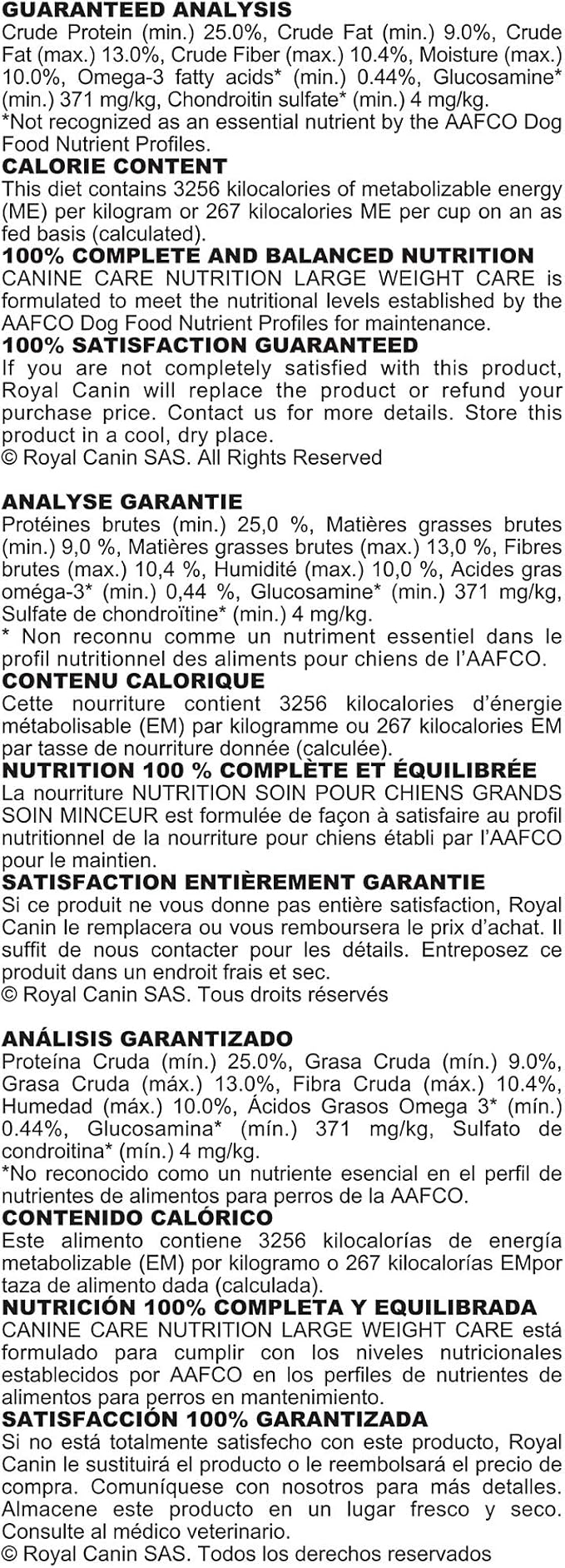 Royal Canin Large Weight Care Adult Dry Dog Food for Large Breeds, 30 lb bag