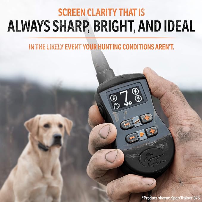 SportDOG Brand SportTrainer 575 Dog Training Collar - 500 Yard Range - Bright, Easy to Read OLED Screen - Waterproof, Rechargeable Remote Trainer with Tone, Vibration, and Static, Black