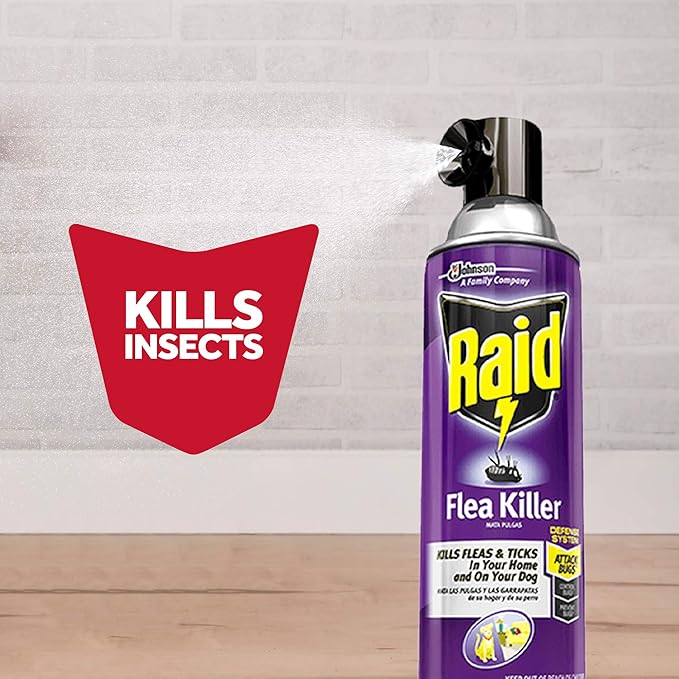 Raid Flea Killer, Kills Fleas, Crickets, Roaches, Silverfish and Ticks, Use in your Home or on your Dog, 16 oz (Pack of 6)