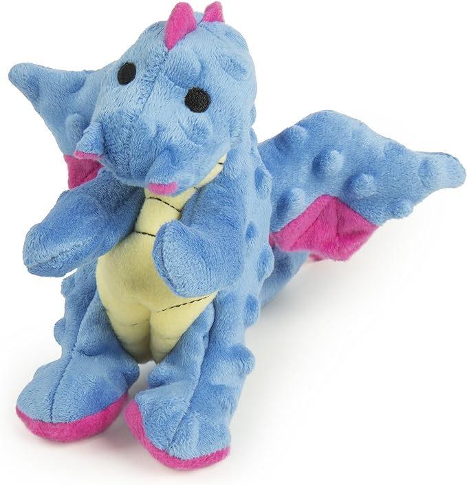 goDog Bubble Plush Dragons Squeaky Dog Toy, Chew Guard Technology - Periwinkle, Small