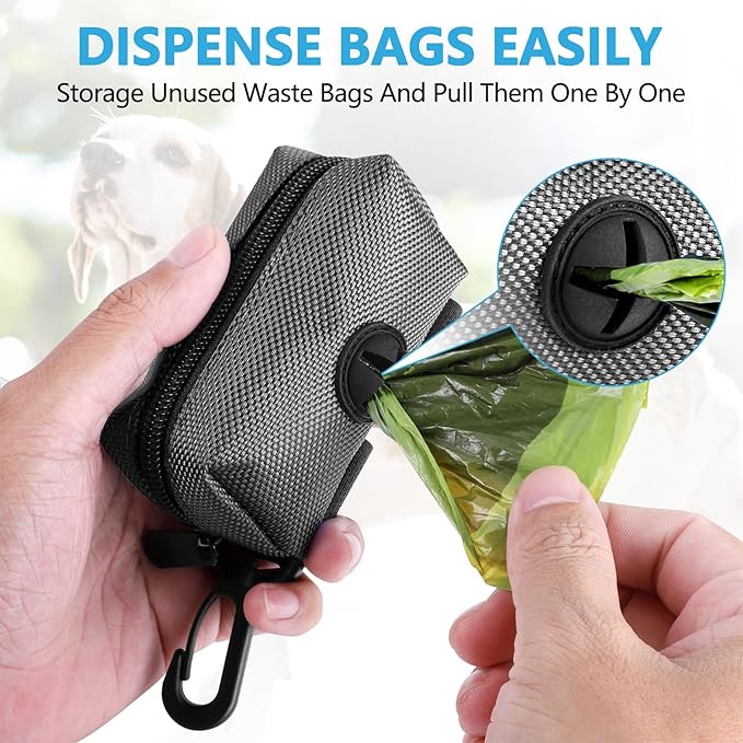 2Packs Dog Poop Bag Holder for Leash Attachment Dog Poop Bag Dispenser Dog Waste Bag Dispensers for Leash Accessory Dog Poop Bag Holders Fits Dog Leash Include Hand Free Holder Metal Carriers, Grey