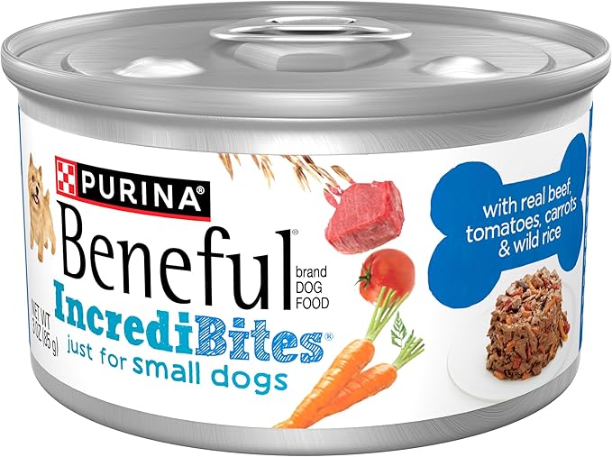 Purina Beneful Small Breed Wet Dog Food with Gravy, IncrediBites with Real Beef, Carrots and Wild Rice - (Pack of 12) 3 oz. Cans