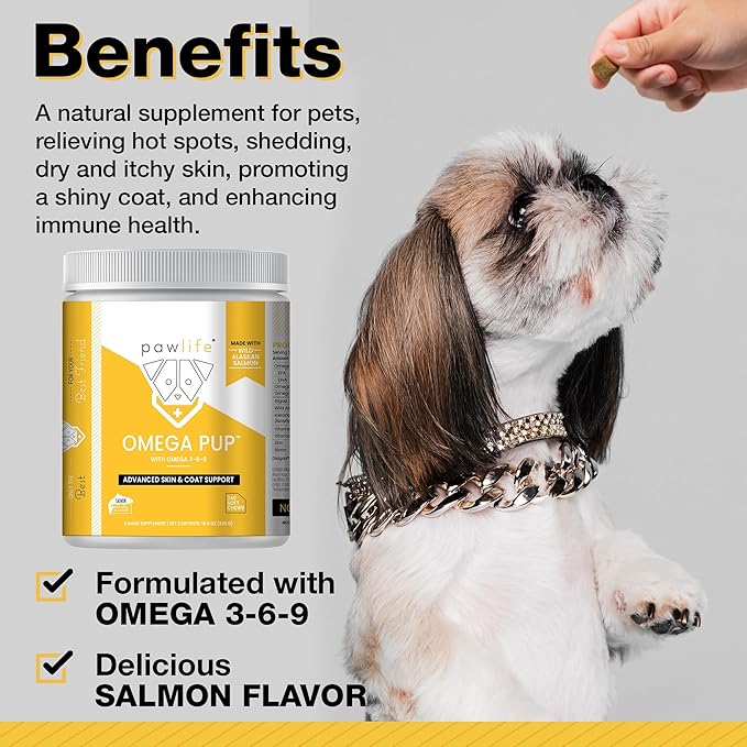Dog Fish Oil Supplements - 240 Omega 3 Fish Oil Dog Vitamins, Veterinarian Formulated Itching Relief for Dogs, Natural Omega 3 Fish Oil for Dogs, Dog Skin and Coat Supplement (Salmon Flavor)
