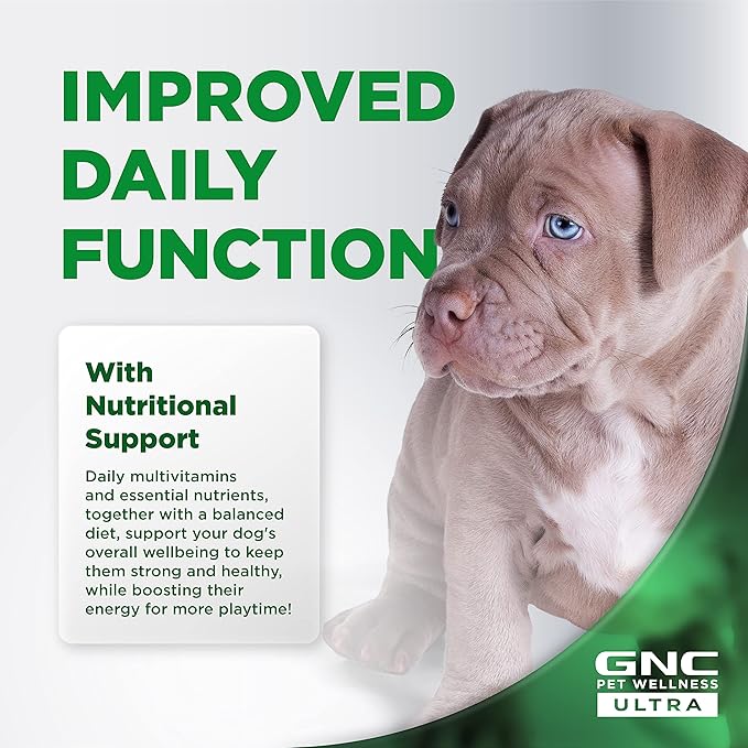 GNC Pets Ultra Multivitamin Soft Chews, Puppies, Chicken Flavor. 60-ct in 4.6 Oz Canister | Multivitamins for Puppies in Chicken Flavored Chewables from Pets Ultra