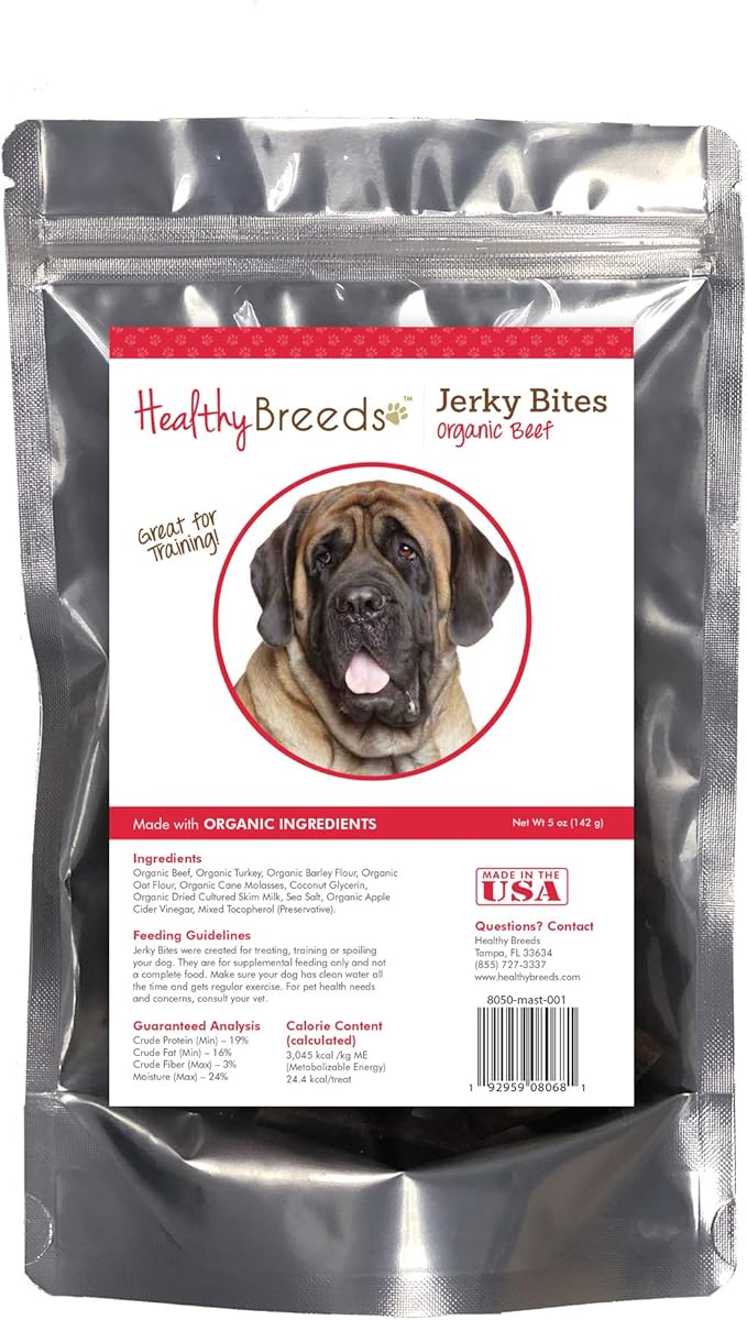 Healthy Breeds Mastiff Jerky Bites Beef Recipe Dog Treats 5 oz