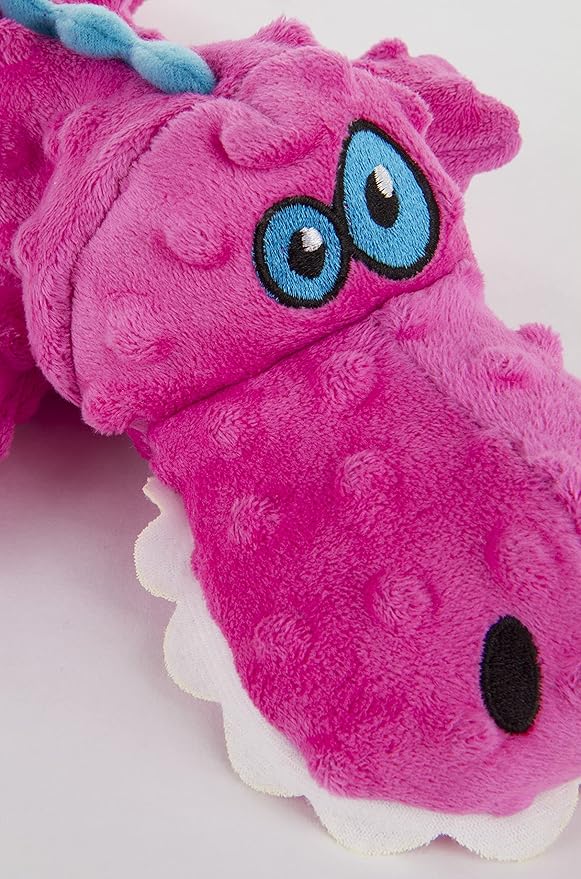 goDog Gators Squeaky Plush Dog Toy, Chew Guard Technology - Pink, Large