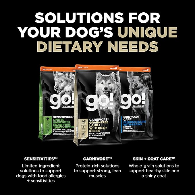 GO! SOLUTIONS Carnivore Grain Free Dog Food, 3.5 lb – Lamb + Wild Boar Recipe – Protein Rich Dry Dog Food – Complete + Balanced Nutrition for All Life Stages
