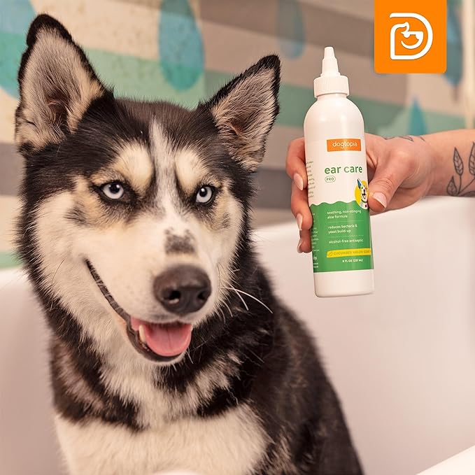 Ear Wipes and Ear Care Pro Solution for Pets | Gentle Ear Wipes (160 count) and Ear Care Solution (8oz) for Dogs and Cats | Non-Stinging Ear Duo