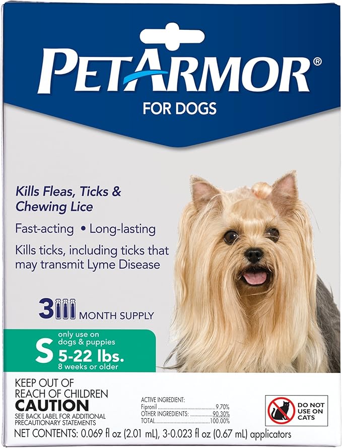 PetArmor for Dogs, Flea and Tick Treatment for Small Dogs (5-22 Pounds), Includes 3 Month Supply of Topical Flea Treatments