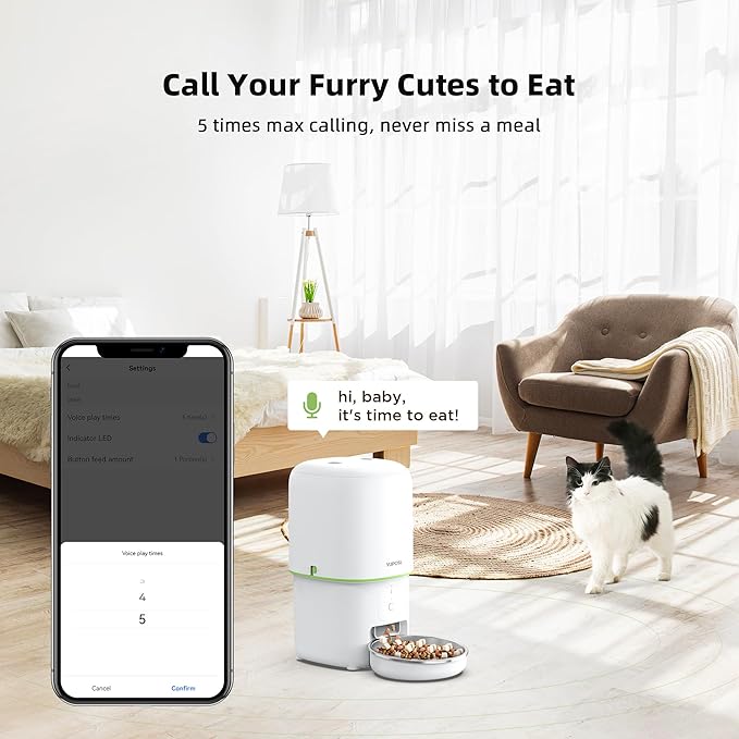 Automatic Cat Feeder WiFi - Easy to Clean 2L/4L WiFi Automatic Cat Feeder for Remote Feeding, Cat Food Dispenser with Lock Feature and Suitable Portion Size, Only 2.4GHz