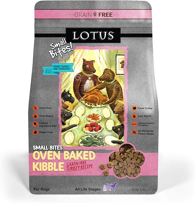 Lotus Small Bites Grain-Free Turkey Adult Dry Dog Food 4 Pounds