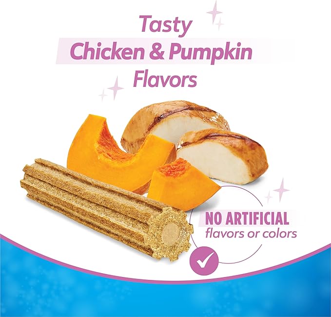 Dentalife Purina Plus Digestive Support Chicken and Pumpkin Flavor Large Dog Dental Chews, MP - 19 ct. Pouch