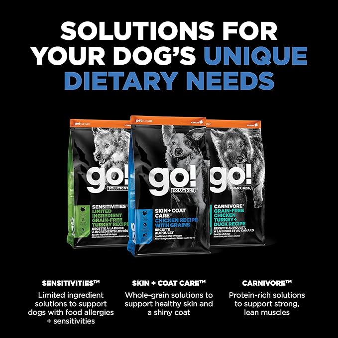 GO! SOLUTIONS Skin + Coat Care - Dry Dog Food, 12 lb - Chicken Recipe with Grains for All Life Stages - Complete + Balanced Nutrition for Dogs
