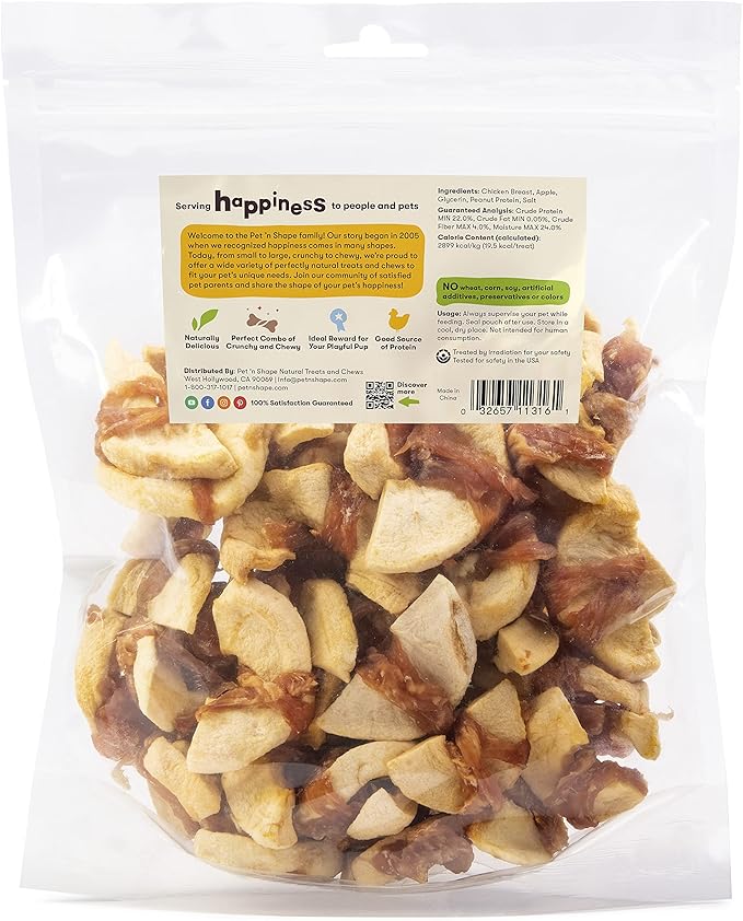Pet ‘n Shape Chik 'n Apple Jerky - Natural Wrapped Dog Treats – 16 Oz