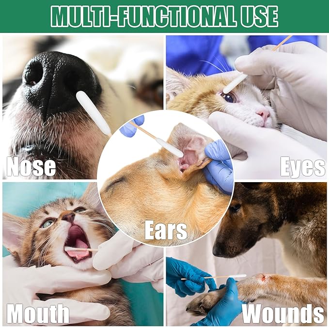 300 PCS Dog Qtips, 6 Inch Cotton Swabs for Dogs and Cats, Pet Cotton Ear Buds for Dog Ear Care, Long Bamboo Cotton Sticks for Dog Ear Cleaning Solution