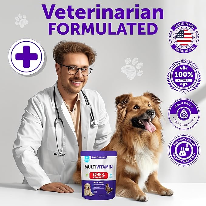 Dog Vitamins - Chewable Dog Multivitamin Treats - Dog Multivitamins for Immunity, Mobility, Gut, Skin - 70 Pet Joint Support Chews - Senior & Puppy Multivitamin for Dogs - Joint Supplement for Dogs