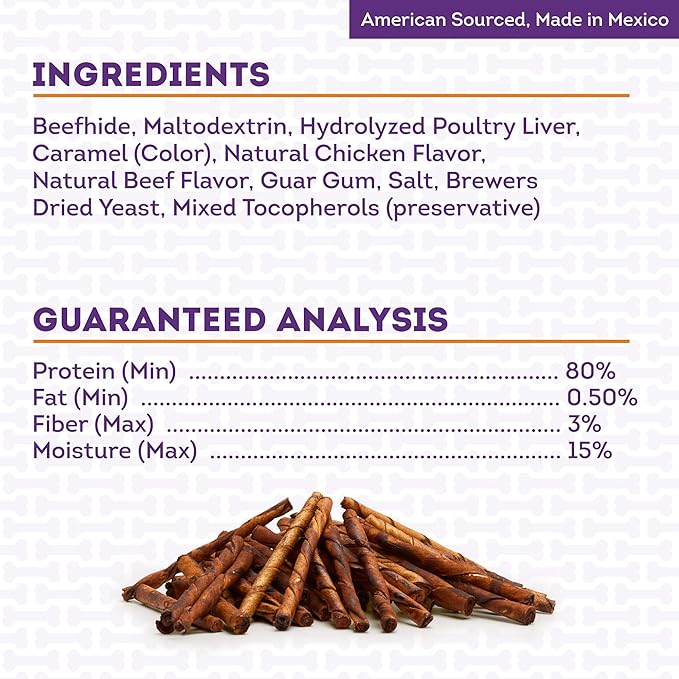 Beefhide Twist Sticks 5" Dog Chew Treats - Beef Flavor, 1 lb/1 Pack