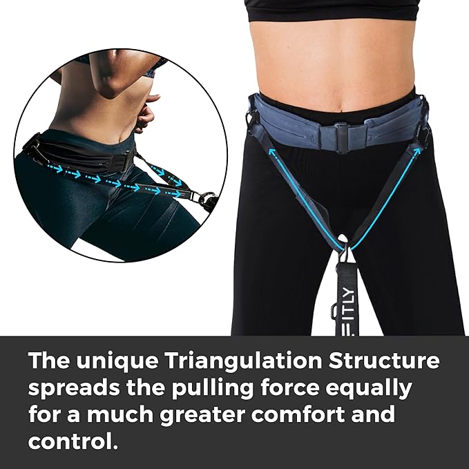 Dog Running Waist Belt - Running Dog Lead - Canicross Harness Carry Personal Items Running, Walks, Hikes - Waist Leads for Dogs with Belt Pouch, Converts into Canicrossing Line - Nifty Black