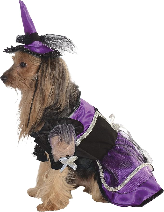 Rubie's Pet Costume, Large, Purple Witch Dress and Hat