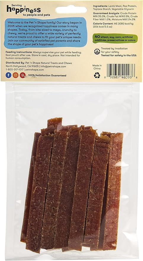 Pet 'n Shape Lamb Jerky Dog Treats - 3 Ounce