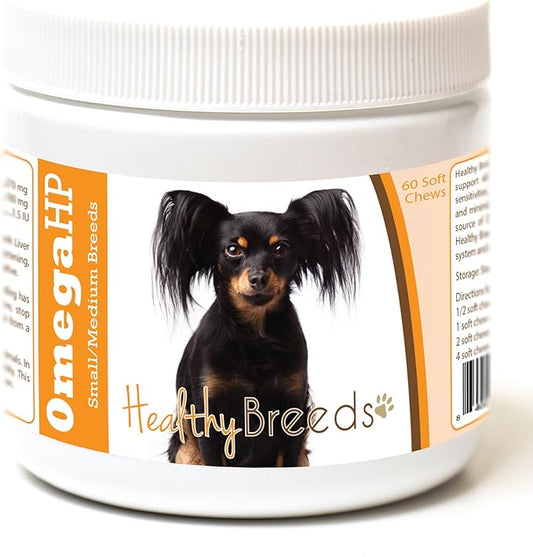 Healthy Breeds Russian Toy Terrier Omega HP Fatty Acid Skin and Coat Support Soft Chews 60 Count