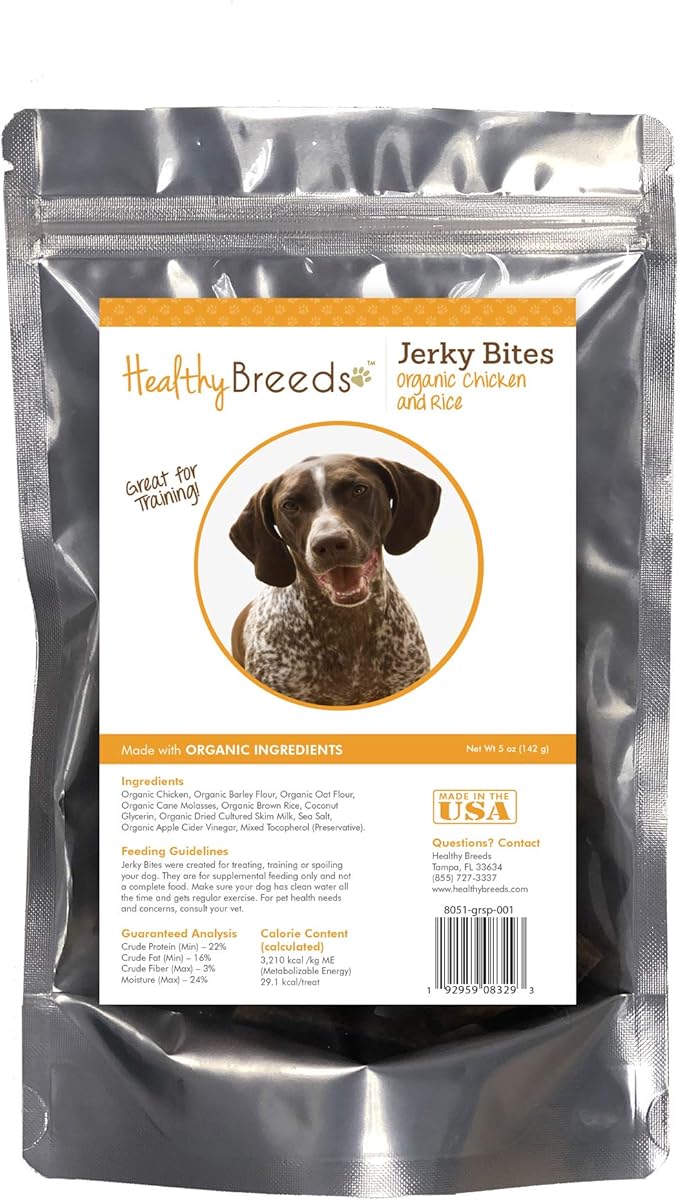 Healthy Breeds German Shorthaired Pointer Jerky Bites Chicken & Rice Recipe Dog Treats 5 oz