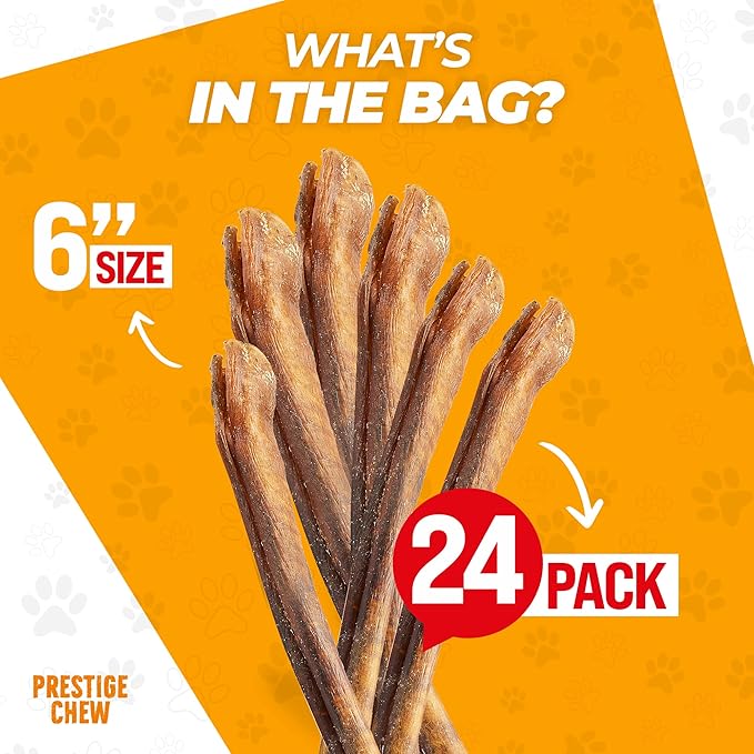 24 Pack 6 Inches Bully Sticks for Dogs, Bully Sticks for Small Dogs, Bully Stick for Dogs, Bully Sticks for Large Dogs Aggressive Chewers, Bully Sticks Puppies, Bully Sticks Medium Dogs