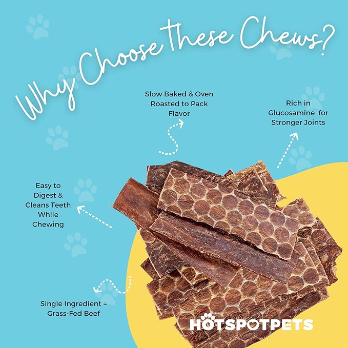 hotspot pets Beef Dog Treats Esophagus (6 Inches) - 100% Natural Healthy Chews for Dogs - Meat Jerky Snack Free of Preservatives, Hormones & from Grass Fed Cattle (100 Pack)