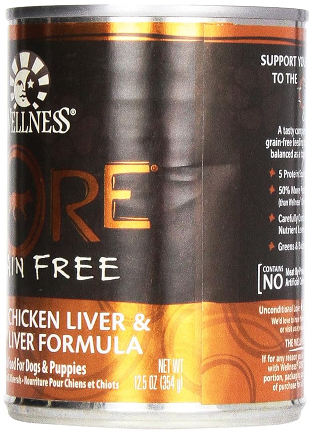 Wellness Core Grain Free Dog Food: Turkey, Chicken Liver, & Turkey Liver Formula, 12.5 oz