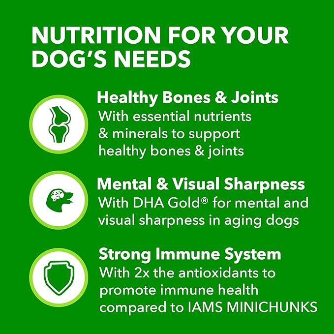 IAMS Healthy Aging Adult Dry Dog Food for Mature and Senior Dogs with Real Chicken, 15 lb. Bag