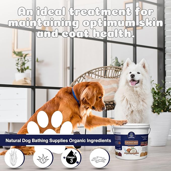 Madra Mor Coconut Mud Dog Wash Spa Essentials | Dog Grooming | Dry Skin Treatment | 7.5lb Pail with Worldwide Nutrition Multi-Purpose Keychain