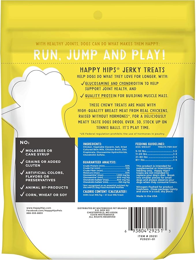 Jerky Dog Treats, Chicken, 4 oz. Pouch