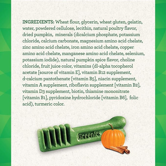 Greenies Pumpkin Spice Flavor Teenie Size, Veterinarian-Recommended for Dental Care, Dog Treat Chews, Limited Edition, 12 oz., Pack of 43