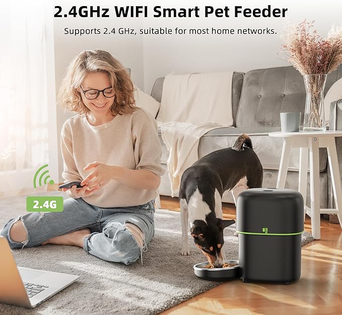 Automatic Cat Feeder WiFi - Easy to Clean 2L/4L WiFi Automatic Cat Feeder for Remote Feeding, Cat Food Dispenser with Lock Feature and Suitable Portion Size, Only 2.4GHz