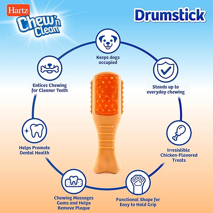 Hartz Chew ‘n Clean Chicken Flavored Drumstick Dog Treat & Chew Toy, Extra Small, 2 Pack