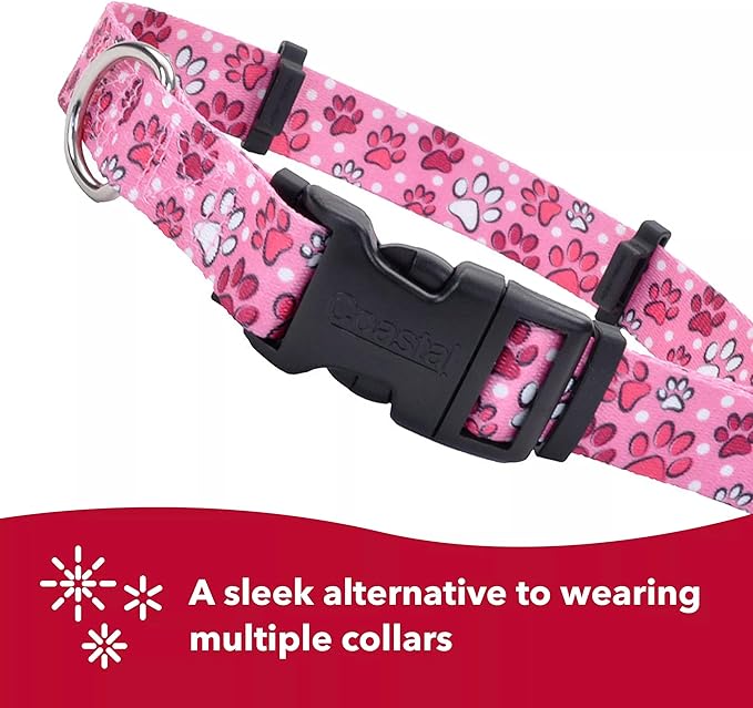 Coastal Pet SecureAway Flea Collar Protectors - Comfortable Dog Collar Accessory - Protective Flea Collar for Dogs - Adjustable Dog & Puppy Flea Collar Protection - Multi Bones, 1" x 18-26"